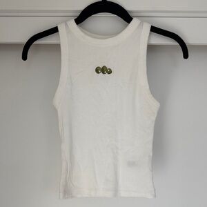 A New Day Olive Ribbed White Tank Top — Size XS